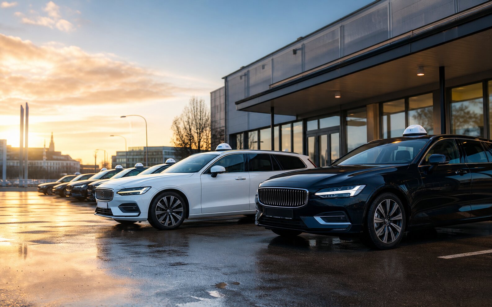 Moderna taxibilar redo för körning